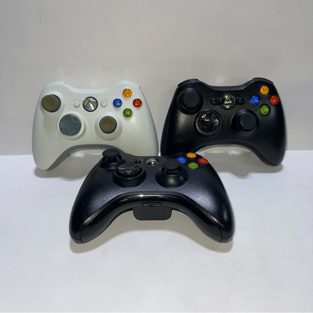 Microsoft Xbox 360 Wireless Black Controller - Tested - Authentic - LOT OF 3